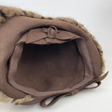 Load image into Gallery viewer, Original 1940's Brown Felt Hat with High Brim Trimmed with Genuine Fur and Smart Bows *