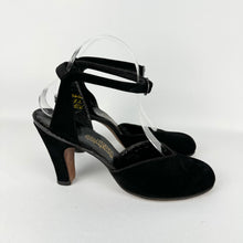 Load image into Gallery viewer, Original 1940's Black Suede High Shoes with Ankle Straps - Size 5.5 or 6 Narrow