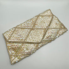 Load image into Gallery viewer, Vintage Bead and Sequin Evening Clutch Bag in Cream and Pastel Shades
