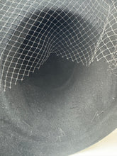 Load image into Gallery viewer, Outstanding Original 1940's Inky Black Felt Heart Hat with Face Veil and Stud Detail