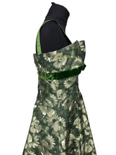 Load image into Gallery viewer, Original Kitty Copeland Green 1950's Nylon and Velvet Floral Cocktail Dress - Bust 30 32