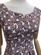 Load image into Gallery viewer, Original 1950's White and Brown Novelty Print Pine Cone Dress and Jacket Set - Bust 34