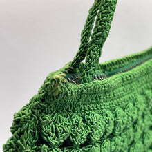 Load image into Gallery viewer, Original 1940's Small Green Crochet Handbag with Zip Closure