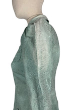 Load image into Gallery viewer, Original 1930's Wounded But Wearable Pale Green Bed Jacket with Pink Glass Buttons - Bust 32