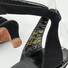 Load image into Gallery viewer, Original 1940's Black Suede High Shoes with Ankle Straps - Size 5.5 or 6 Narrow