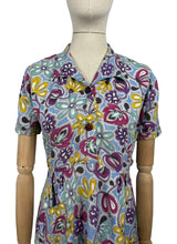 Load image into Gallery viewer, Original 1940’s 1950’s Bright Floral Cotton Summer Dress in Blue, Pink, Purple, Yellow and Turquoise - Bust 34 36 *