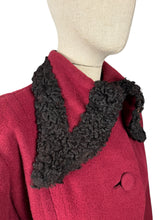 Load image into Gallery viewer, Exceptional Original 1930's 1940's Burgundy Wool Princess Coat with Astrakhan Collar - Bust 38 *