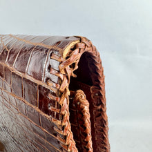 Load image into Gallery viewer, Original 1930’s Genuine Crocodile Skin Clutch Bag in Dark and Mid Brown