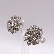 Load image into Gallery viewer, Original 1950's Claw Set Clear Paste Flower Clip-on Earrings