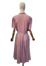 Load image into Gallery viewer, Original 1940’s Red and White Stripe Crepe Day Dress - Bust 40 42