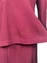 Load image into Gallery viewer, Stunning Original 1940's Burgundy Two Piece Crepe Suit with Soutache and Trapunto Quilting - Bust 40 42