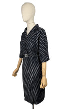 Load image into Gallery viewer, Original 1940's Black and White Petite Length Belted Day Dress - Bust 38 *