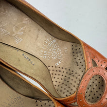 Load image into Gallery viewer, Original 1940’s or 1950’s Tan Leather Court Shoes with Openwork Detail - UK 4 or 4.5
