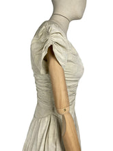 Load image into Gallery viewer, Original 1930's Ivory Grosgrain and Metallic Gold Thread Full Length Evening Dress with Ruching - Bust 32" *