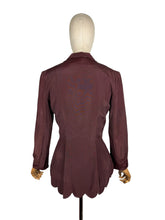 Load image into Gallery viewer, Wounded But Wearable Original 1940's Dark Brown Double Breasted Jacket with Scalloped Edge