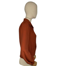 Load image into Gallery viewer, 1940's Reproduction Blouse in Rust Crepe with Double Button Closure in Burgundy - Bust 34 36