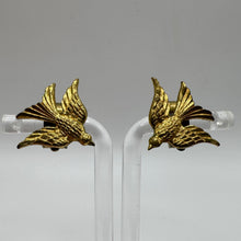 Load image into Gallery viewer, Original 1940's 1950's Gold Tone Blue Bird Clip on Earrings
