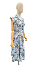 Load image into Gallery viewer, Original 1950’s Sleeveless Cotton Day Dress in Blue Painterly Floral - Bust 38 40
