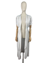 Load image into Gallery viewer, Original 1940's White Crepe Dressing Robe with Ice Blue Smocking Detail - Bust 34 36 *