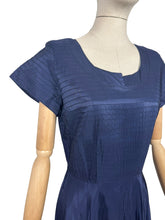 Load image into Gallery viewer, Original 1950's Midnight Blue Taffeta Seamed Cocktail Dress - Bust 36 37 *