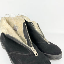 Load image into Gallery viewer, Original 1950's Morlands Fur Lined Black Suede Zip Front Winter Boots - UK 6 6.5