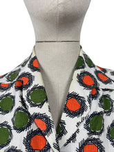 Load image into Gallery viewer, Original 1950's White, Orange, Green and Black Barkcloth Blouse and Skirt Suit - Bust 38 *