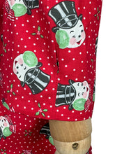 Load image into Gallery viewer, 1940's Reproduction Christmas Blouse Featuring Vintage Snowmen on a Red Base in Moda Cotton 'Sweet Christmas' - Bust 34" 36"