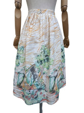 Load image into Gallery viewer, Vintage St Michael Cotton Border Print Skirt with a Cottage - Waist 26