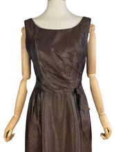 Load image into Gallery viewer, Original 1950's Brown Sleeveless Wiggle Dress by Peggy Page - Bust 36