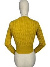 Load image into Gallery viewer, Reproduction 1940's Cable Knit Cardigan with Long Sleeves and Brown Buttons - Bust 32 34