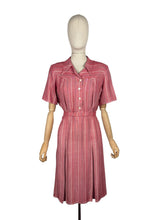 Load image into Gallery viewer, RESERVED FOR KAT DO NOT BUY Original 1940's Lightweight Wool Day Dress in Red and White Herringbone with Blue Stripe - Bust 38