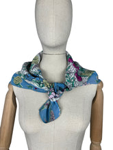 Load image into Gallery viewer, Original 1940's Bright Floral Crepe Scarf in Pink, Green, Blue and White - Great Headscarf