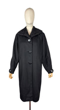 Load image into Gallery viewer, Original 1950's Hilmorn Reg'd Inky Black Wool Coat with Astrakhan Fur Trim - Bust 42 44