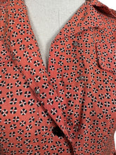 Load image into Gallery viewer, Original 1940's Belted Heavy Linen Day Dress in Orange, Black and White with Glass Button Detail - Bust 28