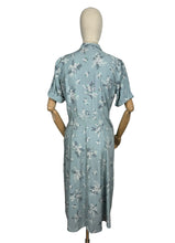 Load image into Gallery viewer, Original 1940's 1950's Floppy Cotton Day Dress in Grey Blue with Pretty Floral Print - As Is - Bust 38