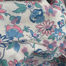 Load image into Gallery viewer, Original 1940's 1950's Floral Linen White, Blue, Green and Pink Tootal Brand Dressmaking Fabric - 35" x 66"