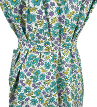Load image into Gallery viewer, Original Volup 1940's Cotton Wraparound Apron in White, Green and Blue Floral - Bust 40 42 44 46 *