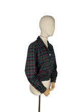 Load image into Gallery viewer, Original 1950's Bobbie Brooks Green, Red, Blue and Black Plaid Cropped Jacket with Pockets - Bust 36 38