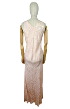Load image into Gallery viewer, Original 1930's Bias Cut Jacquard Silk Nightdress with Lace Trim - Bust 34 36 *