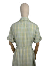 Load image into Gallery viewer, Original 1950's Linaco Plaid Cotton Day Dress in Blue, White and Yellow Check - Bust 40 42 *