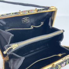 Load image into Gallery viewer, Absolutely Stunning Original 1950’s Black Handpainted Floral Beaded Evening Box Bag by Waldybag - Highly Collectible