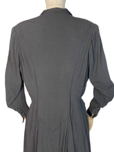 Load image into Gallery viewer, Original 1930’s Black Crepe Redingote with Wonderful Embroidery - Stunning Dress - Bust 40 42 *