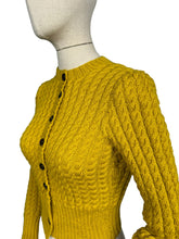 Load image into Gallery viewer, Reproduction 1940's Cable Knit Cardigan with Long Sleeves and Brown Buttons - Bust 32 34