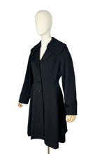 Load image into Gallery viewer, Original 1950's Petite Length Black Wool Princess Coat with Beaded Shawl Collar - Bust 38