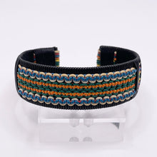 Load image into Gallery viewer, 1940's Make Do and Mend Wire Cuff Bracelet in Black, White, Red, Blue, Orange, Yellow and Green 'Telephone Wire'