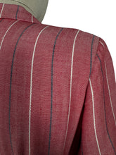 Load image into Gallery viewer, RESERVED FOR KAT DO NOT BUY Original 1940's Lightweight Wool Day Dress in Red and White Herringbone with Blue Stripe - Bust 38