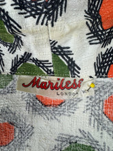 Load image into Gallery viewer, Original 1950's White, Orange, Green and Black Barkcloth Blouse and Skirt Suit - Bust 38 *
