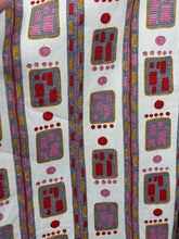 Load image into Gallery viewer, Original 1950's Full Circle Skirt in Abstract Print of Pink, Red, Mustard and Grey on White - Waist 27" *