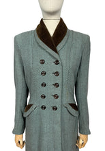 Load image into Gallery viewer, Original 1940's CC41 Brown and Blue Herringbone Wool Double Breasted Coat - Bust 36