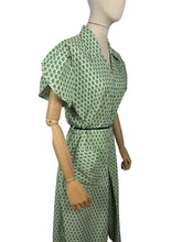 Load image into Gallery viewer, Original 1930's 1940's Black, Green and White Volup Cotton Zip Front Playsuit - Bust 40 42
